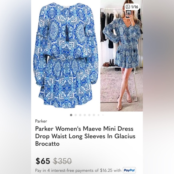 NWT Parker Maeve 100% Silk Long Sleeve Elastic Waist Dress - Picture 3 of 8